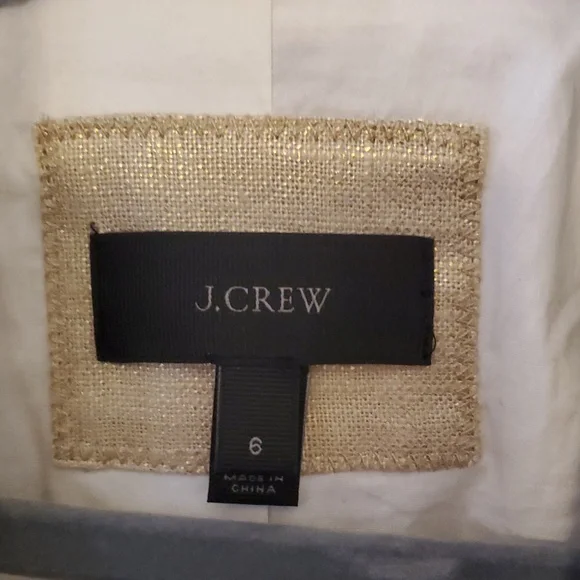 J.Crew Regent Metallic Gold Linen Blend Blazer Sport Coat Size 6 - Picture 8 of 11